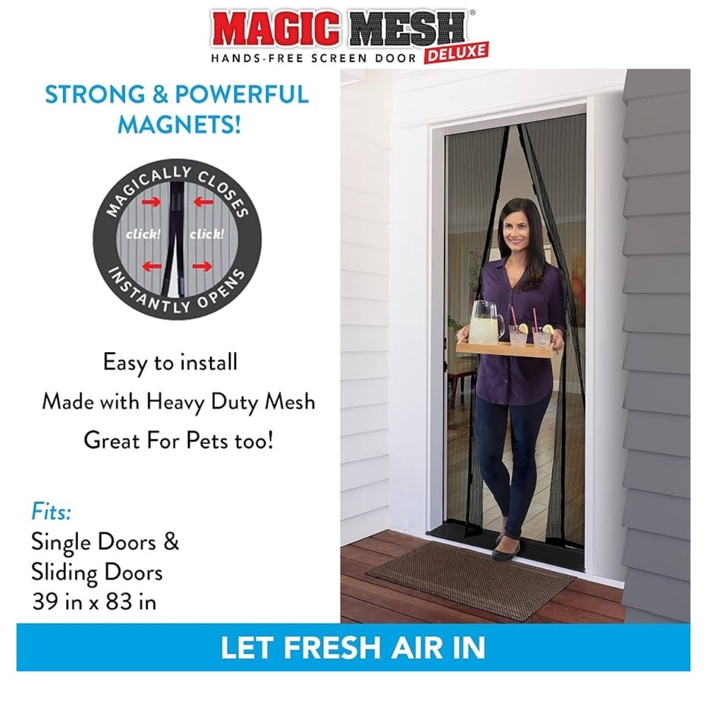 NIB MAGIC MESH DELUXE HANDS FREE SCREEN DOOR 🚪